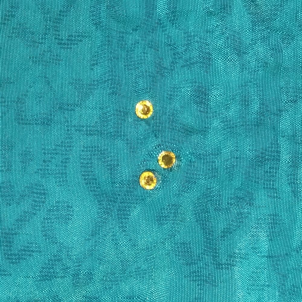 Darn Good Yarn Vibrant Teal Purple Square Rhinestone Bandana Scarf Made In India - Picture 11 of 12